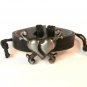 Black Hemp Leather Bracelet Polished Pewter Broken Cracked Heart Cross Bones