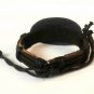 Black Hemp Leather Bracelet Gold Tone Skull Cross Leg Bones