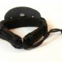 Black Hemp Leather Bracelet Gold Tone Skull Crossbones
