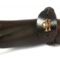 Black Hemp Leather Bracelet Gold Tone Skull Crossbones