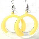 Yellow Clear Acrylic Round Circle Dangle Earrings