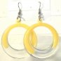 Yellow Clear Acrylic Round Circle Dangle Earrings