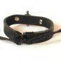Black Hemp Leather Bracelet Pewter Cross Hearts