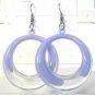 Purple Clear Acrylic Round Circle Dangle Earrings Lavender