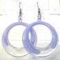 Purple Clear Acrylic Round Circle Dangle Earrings Lavender