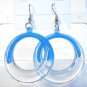 Blue Clear Acrylic Round Circle Dangle Earrings
