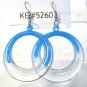 Blue Clear Acrylic Round Circle Dangle Earrings