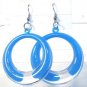 Blue Clear Acrylic Round Circle Dangle Earrings