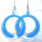 Blue Clear Acrylic Round Circle Dangle Earrings
