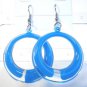 Blue Clear Acrylic Round Circle Dangle Earrings