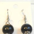 Black Cat Eye Bead Round Dangle Earrings