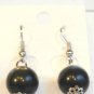 Black Cat Eye Bead Round Dangle Earrings