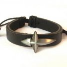 Black Hemp Leather Bracelet Pewter Arrow Cross