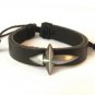 Black Hemp Leather Bracelet Pewter Arrow Cross