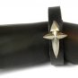 Black Hemp Leather Bracelet Pewter Arrow Cross