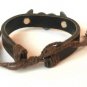 Brown Hemp Leather Bracelet Pewter Love Heart Wings