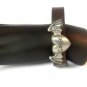Brown Hemp Leather Bracelet Pewter Love Heart Wings
