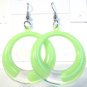 Green Clear Acrylic Round Circle Dangle Earrings Florescent