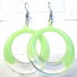 Green Clear Acrylic Round Circle Dangle Earrings Florescent