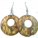 Yellow Coconut Shell Round Dangle Earrings