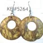 Yellow Coconut Shell Round Dangle Earrings