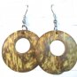 Yellow Coconut Shell Round Dangle Earrings