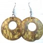 Yellow Coconut Shell Round Dangle Earrings