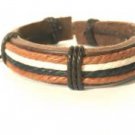 Brown Tan Black Hemp Leather Bracelet Surfer Wristband Ethnic Tribal