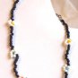 Black Bead Anklet White Green Yellow Red Orange Blue Beaded Flowers Bracelet