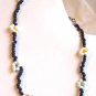 Black Bead Anklet White Green Yellow Red Orange Blue Beaded Flowers Bracelet