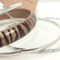 Gold Color Tiger Stripe Acrylic 4 Thin Silver Tone Bangle Bracelet Set