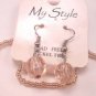 Peach Seed Bead Necklace Set Glossy Pearlized Silver Tone Beads Dangle Earrings