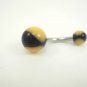 14 Gauge Yellow Black Beach ball Belly Button Navel Ring Body Piercing Jewelry
