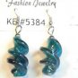 Aqua Blue Twisted Screwed Glass Dangle Earrings
