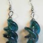 Aqua Blue Twisted Screwed Glass Dangle Earrings