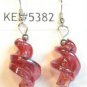 Red Twisted Screwed Glass Dangle Earrings