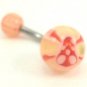 14 Gauge Yellow Pink Skull Belly Button Navel Ring Body Piercing Jewelry
