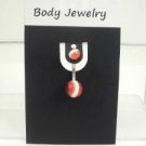 14 Gauge Red White Stripe Belly Button Navel Ring Body Piercing Jewelry