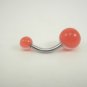 14 Gauge Red White Stripe Belly Button Navel Ring Body Piercing Jewelry