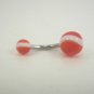 14 Gauge Red White Stripe Belly Button Navel Ring Body Piercing Jewelry