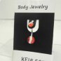 14 Gauge Red White Stripe Belly Button Navel Ring Body Piercing Jewelry