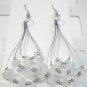 White Pink Natural Stone Chips Dangle Teardrop Earrings