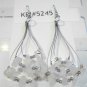 White Pink Natural Stone Chips Dangle Teardrop Earrings
