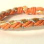 Multi Color Braided Leather Bracelet Surfer Wristband Orange Gold