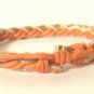 Multi Color Braided Leather Bracelet Surfer Wristband Orange Gold