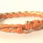 Multi Color Braided Leather Bracelet Surfer Wristband Orange Gold
