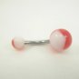 14 Gauge Red White Beach ball Belly Button Navel Ring Body Piercing Jewelry