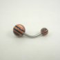 14 Gauge Black Orange Ball Belly Button Navel Ring Barbell Body Piercing Jewelry