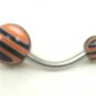 14 Gauge Black Orange Ball Belly Button Navel Ring Barbell Body Piercing Jewelry