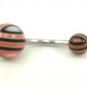 14 Gauge Black Orange Ball Belly Button Navel Ring Barbell Body Piercing Jewelry